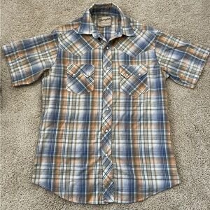 Wrangler Western Snap Shirt Women’s Medium Plaid Pearl Snaps Y2K Ranch Cowboy
